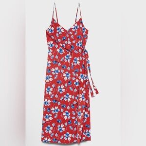 BANANA REPUBLIC FLORAL PRINT CASCADING FAUX WRAP DRESS 4 NWT